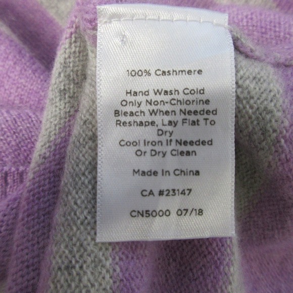 Talbots 100% Cashmere Sweater Women M Purple Striped Long Sleeve Knit Casual 218 - Picture 5 of 9